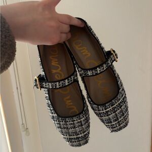 Sam Edelman Black and White Tweed Mary Jane Flats size 7.5 I wear 7.5